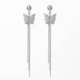 Stainless Steel Gold/Rosegold/Silver Plated Dual Butterfly Chain Earring